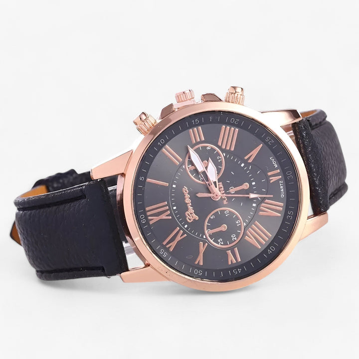 Luxuriöse wasserdichte Damenarmbanduhr mit Lederband – Camille