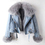 Denim- und Kunstfell Eleganz Jacke - Stella