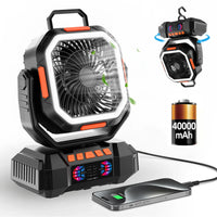 Wiederaufladbarer Campingventilator mit 40000mAh Akku & LED-Laterne – F22