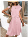 Plissee-A-Linien-Sommerkleid mit kurzen Ärmeln - Melina