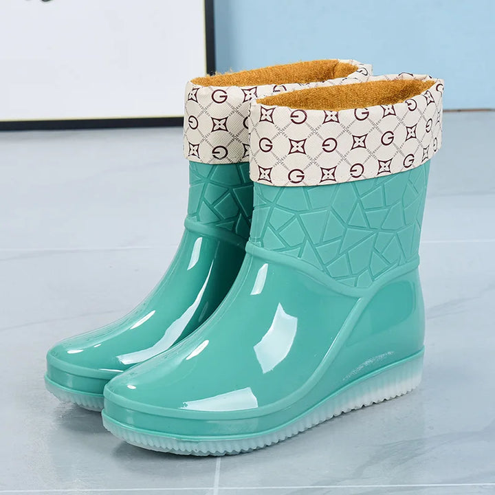 Halfhoge Dames Regenlaarzen waterdicht met patroon & antislipzool – Marvella