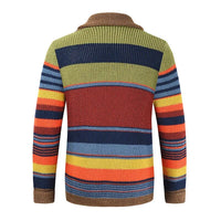 Knitted Men's Cardigan with Color Block and Geometric Pattern – Leandro