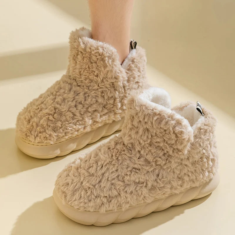 Warme Damenhausschuhe aus Baumwolle und Plüsch - CozySteps