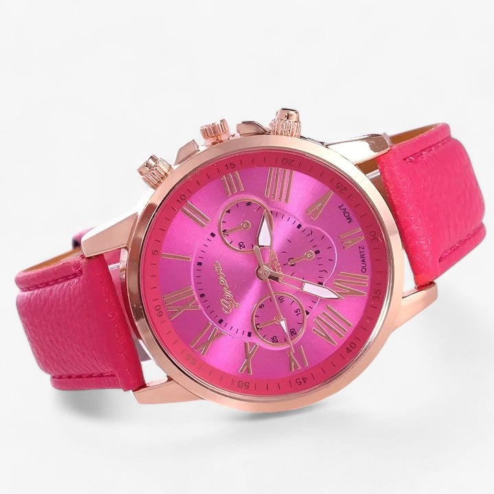 Luxuriöse wasserdichte Damenarmbanduhr mit Lederband – Camille