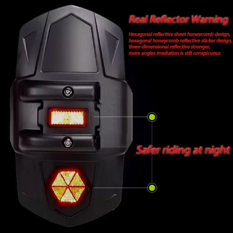 Universeller Motorrad-Hinterradkotflügel mit Reflektor – RoadGuard