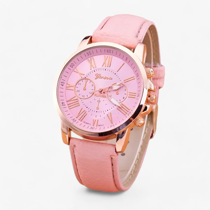 Luxuriöse wasserdichte Damenarmbanduhr mit Lederband – Camille