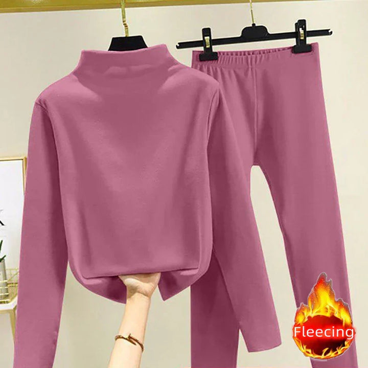 Zweiteiliges Damen-Winterset mit Fleece-Pullover und Hose – Eva