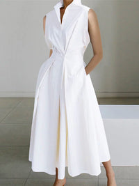 Urban Cotton Dress With White Shirt Collar