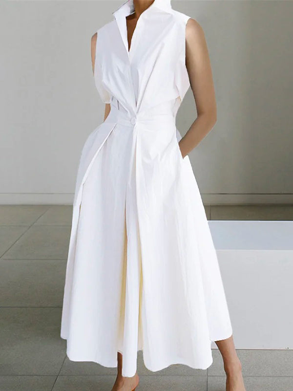 Urban Cotton Dress With White Shirt Collar