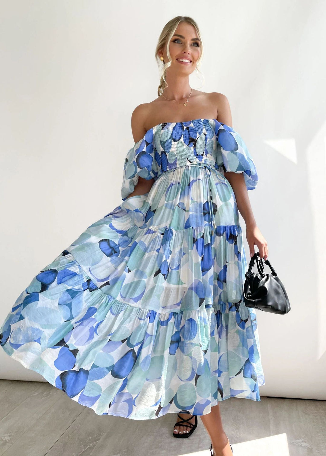 Off-Shoulder Midi Dress – Waist