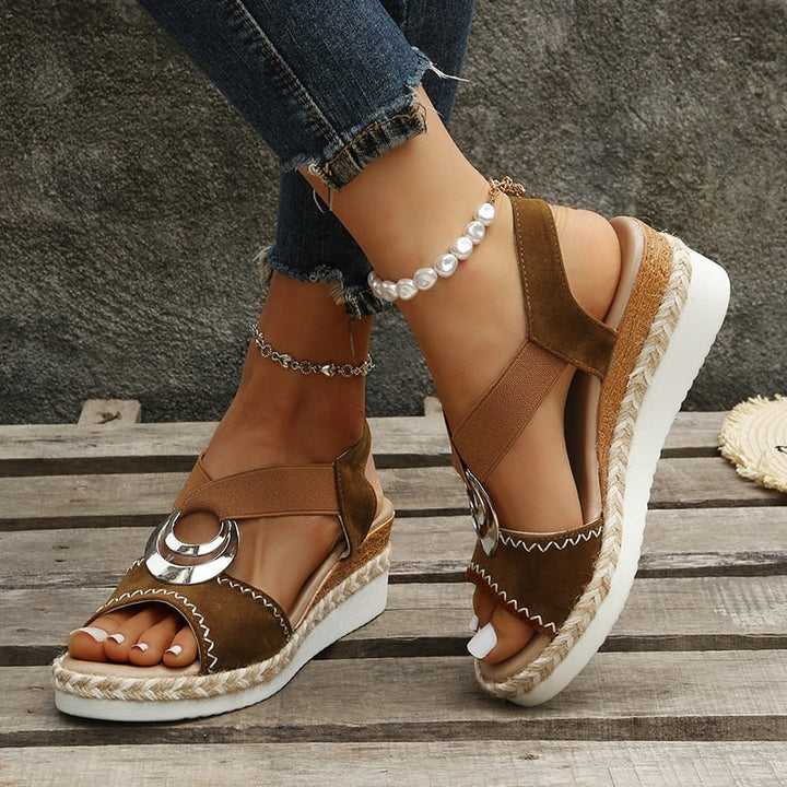 Keilabsatz-Sandalen mit Schlangenprint – Viperra