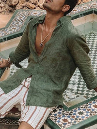 Licht heren linnen shirt met knoopsluiting - Fabio