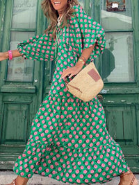 Printed Maxi Dress with Waistband – Aurelia