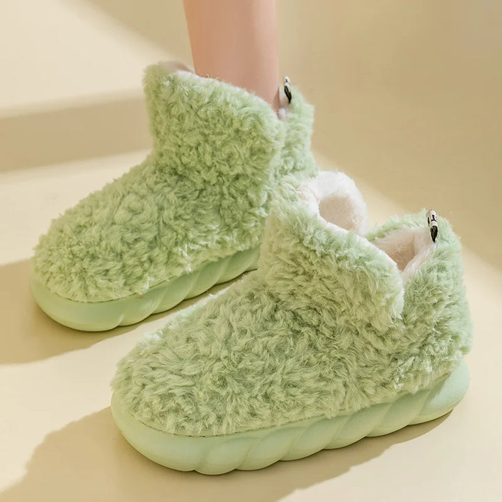 Warme Damenhausschuhe aus Baumwolle und Plüsch - CozySteps