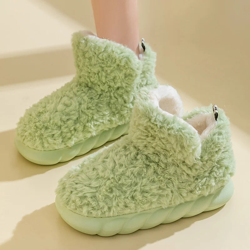 Warme Damenhausschuhe aus Baumwolle und Plüsch - CozySteps