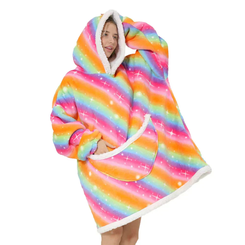 Oversized Fleece-deken met Capuchon & Zakken – SnugJoy