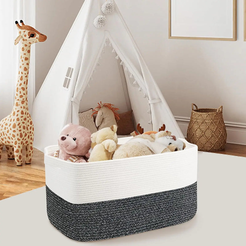 Extra Large Braided Cotton Rope Toy and Blanket Storage Basket – Marlow 