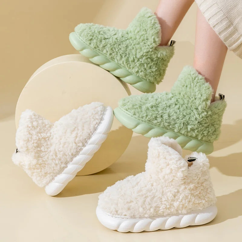 Warme Damenhausschuhe aus Baumwolle und Plüsch - CozySteps