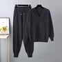Zweiteiliges gestricktes Damen-Set mit V-Ausschnitt-Pullover & Hose – Noelia