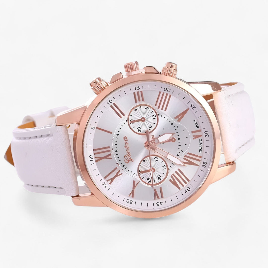 Luxuriöse wasserdichte Damenarmbanduhr mit Lederband – Camille
