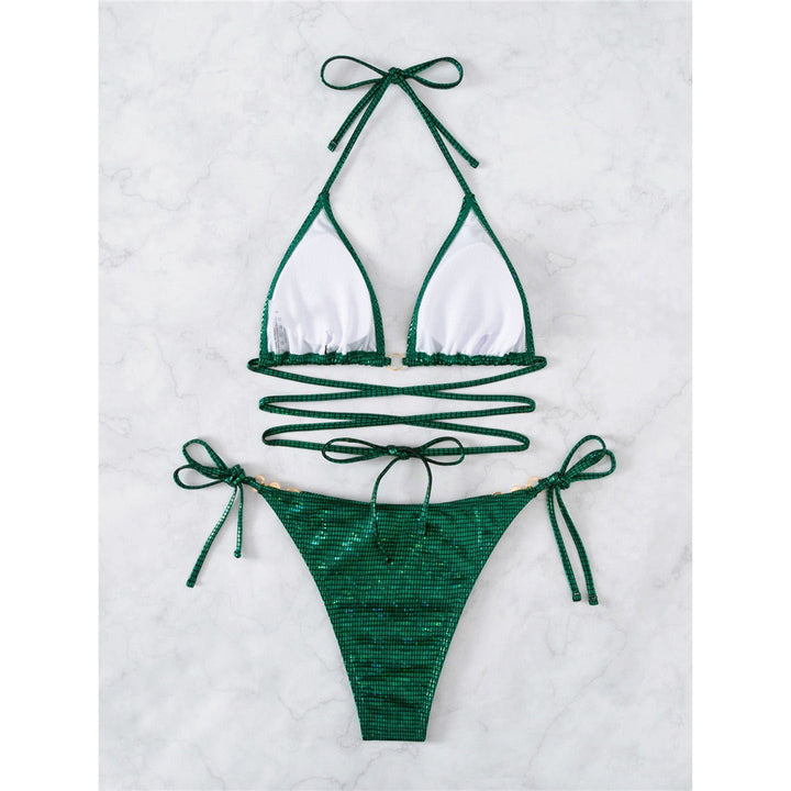 Greeny Glitter Bikini | Mit sexy Trägern