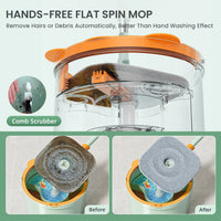 Selbstrotierender Flacher Wischmopp mit Eimer - SpinMop