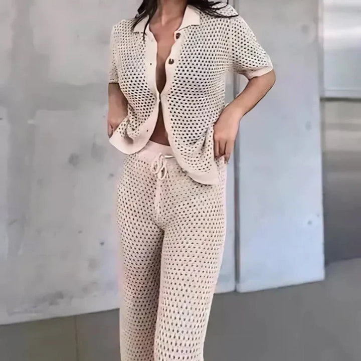 Airy & Stylish Women's Summer Set with Cut-Outs and Long Pants – Liora