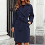 Langer Trenchcoat Wintermantel mit Knopfleiste in kräftigen Farben - Elena