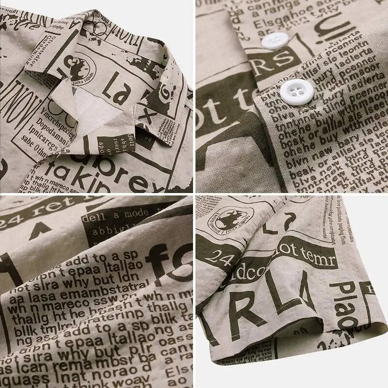 Hemd mit Zeitungsprint und Knopfleiste - Milo
