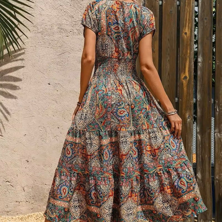 Luftiges Damen-Maxikleid mit Boho-Print & V-Ausschnitt - Nayeli