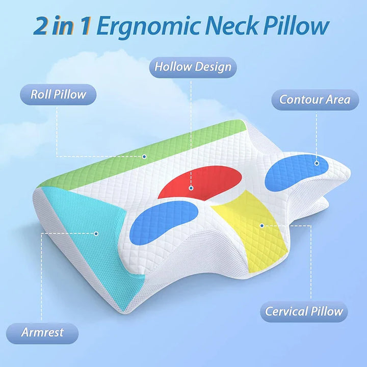 2-in-1 Geheugenfoam Nekpillow met Ergonomisch Contourontwerp – RestAlign