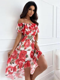 Schulterfreies Minikleid mit Rüschen – Lina