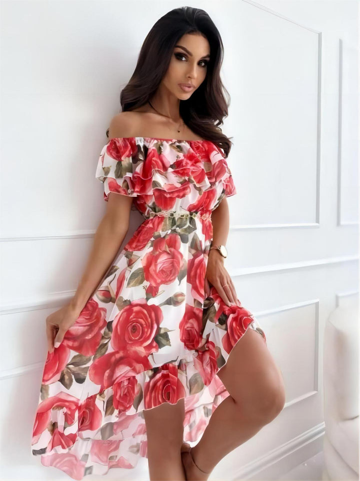 Schulterfreies Minikleid mit Rüschen – Lina