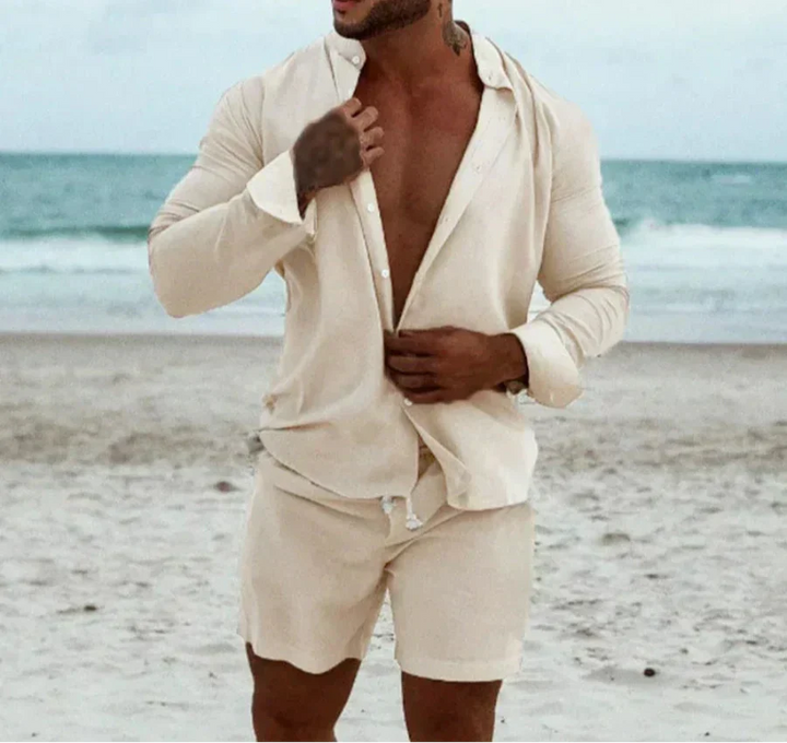 Luftiges & Stilvolles Zweiteiliges Herren-Sommer-Set mit Hemd & Shorts – Marlo