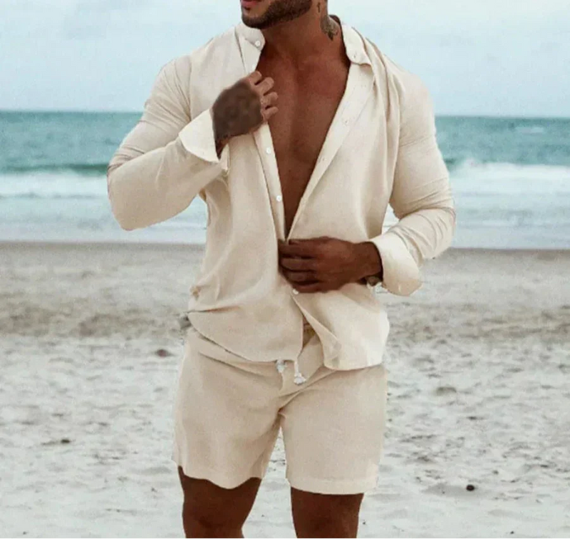 Luftiges & Stilvolles Zweiteiliges Herren-Sommer-Set mit Hemd & Shorts – Marlo