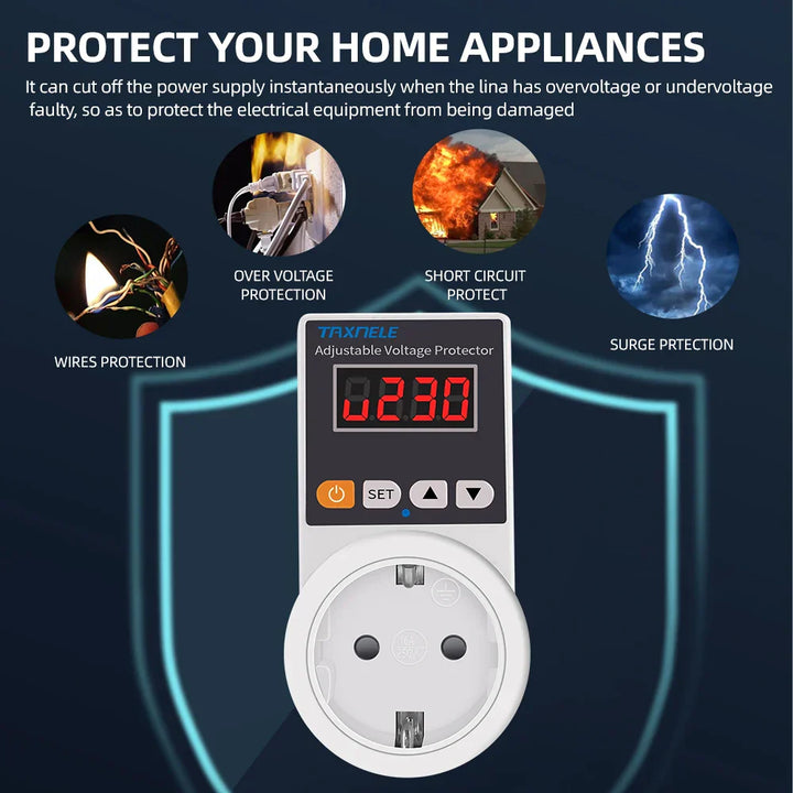 Automatische Spanningsbeveiligingsstekker met Aanpasbare Instellingen – VoltGuard