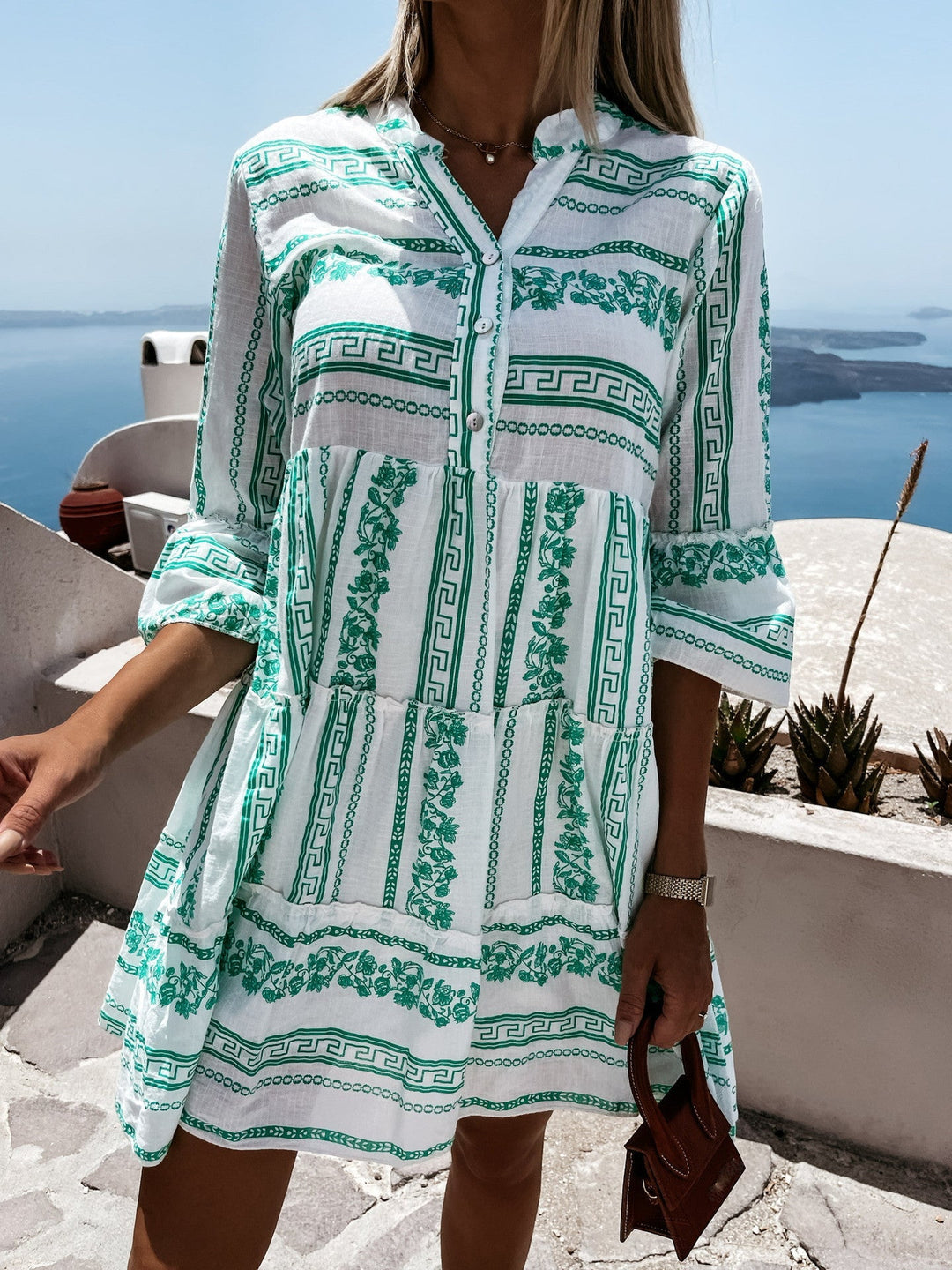 Inna Ibiza Ruffle Dress | Delightfully airy Boho dress with cheerful pattern