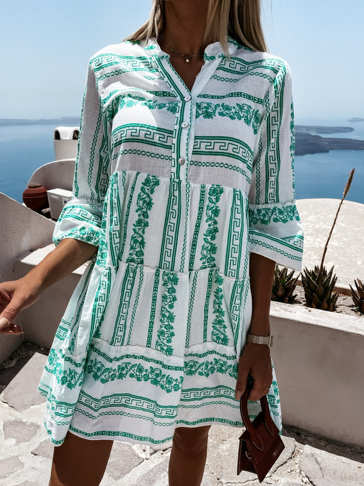 Inna Ibiza Ruffle Dress | Delightfully airy Boho dress with cheerful pattern