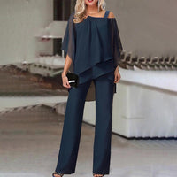 Elegante Tweedelige Cold Shoulder Set voor Dames