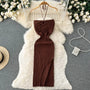 Trendiges Rückenfreies Strick-Maxikleid mit Seitenschlitz – Liora
