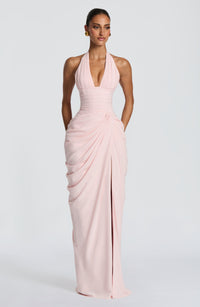 Linde Halter Maxi Dress with Corset Bodice and Chiffon Skirt 6