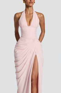 Linde Halter Maxi Dress with Corset Bodice and Chiffon Skirt 4