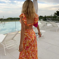 Boho Dress with Print and Ruffles - Samantha