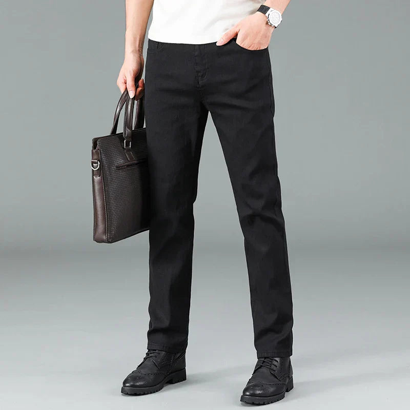 Schwarze Herren Stretch Straight Fit Jeans – Milan