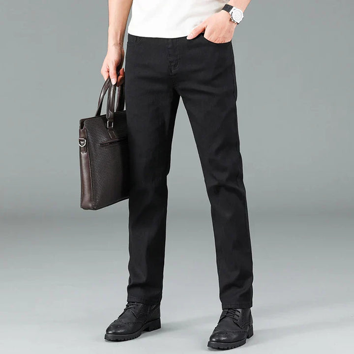 Schwarze Herren Stretch Straight Fit Jeans – Milan