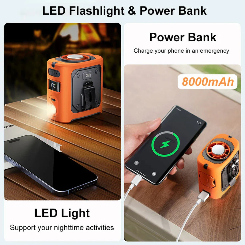 8000mAh Portable Cooling Hip Fan with Power Bank &amp; LED Light – FrostBreeze