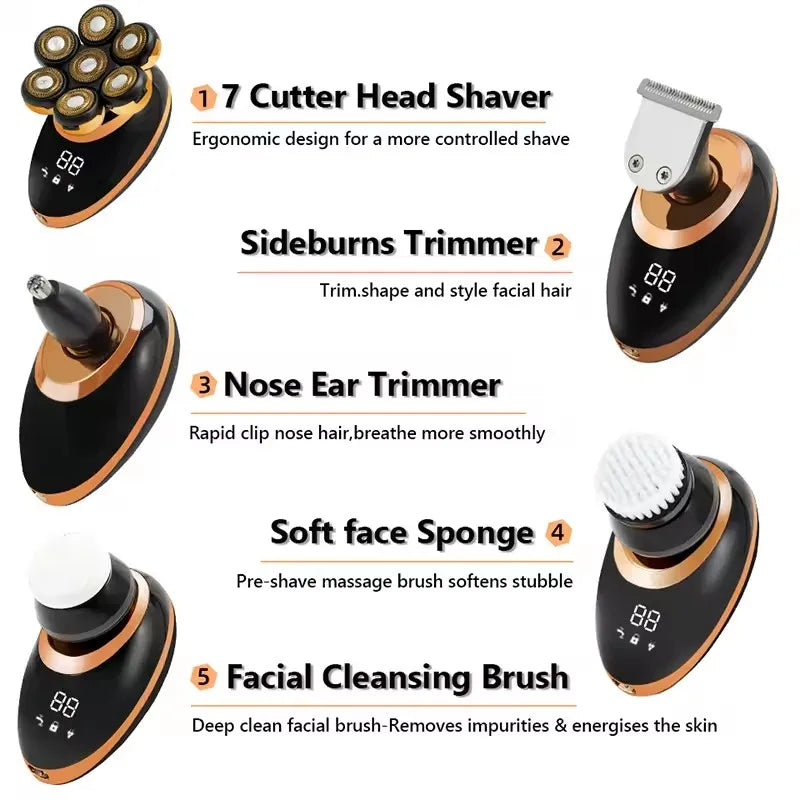 7D Floating Electric Razor with 5-in-1 Grooming Kit &amp; Waterproof Design – FlexEdge 
