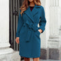 Langer Trenchcoat Wintermantel mit Knopfleiste in kräftigen Farben - Elena