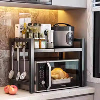 Carbon Steel Extendable Double-Tier Kitchen Rack – Milo