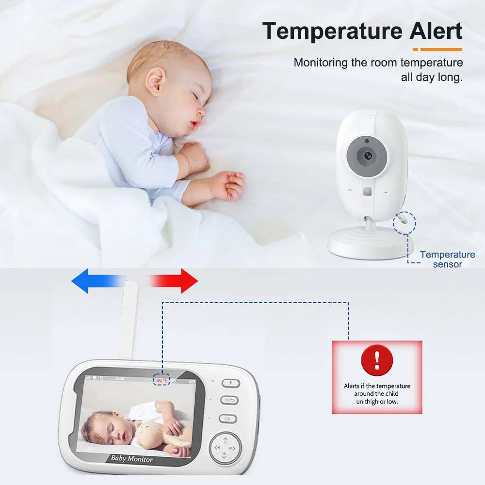 3.5-Inch Video Baby Monitor with Night Vision, Temperature Display and Two-Way Audio